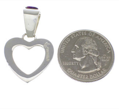 Magenta Turquoise Heart Sterling Silver Pendant PX28786